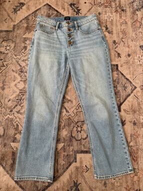 J.Crew Mid Rise Flare Crop Jeans Womens 27 Light Wash Button Fly Denim